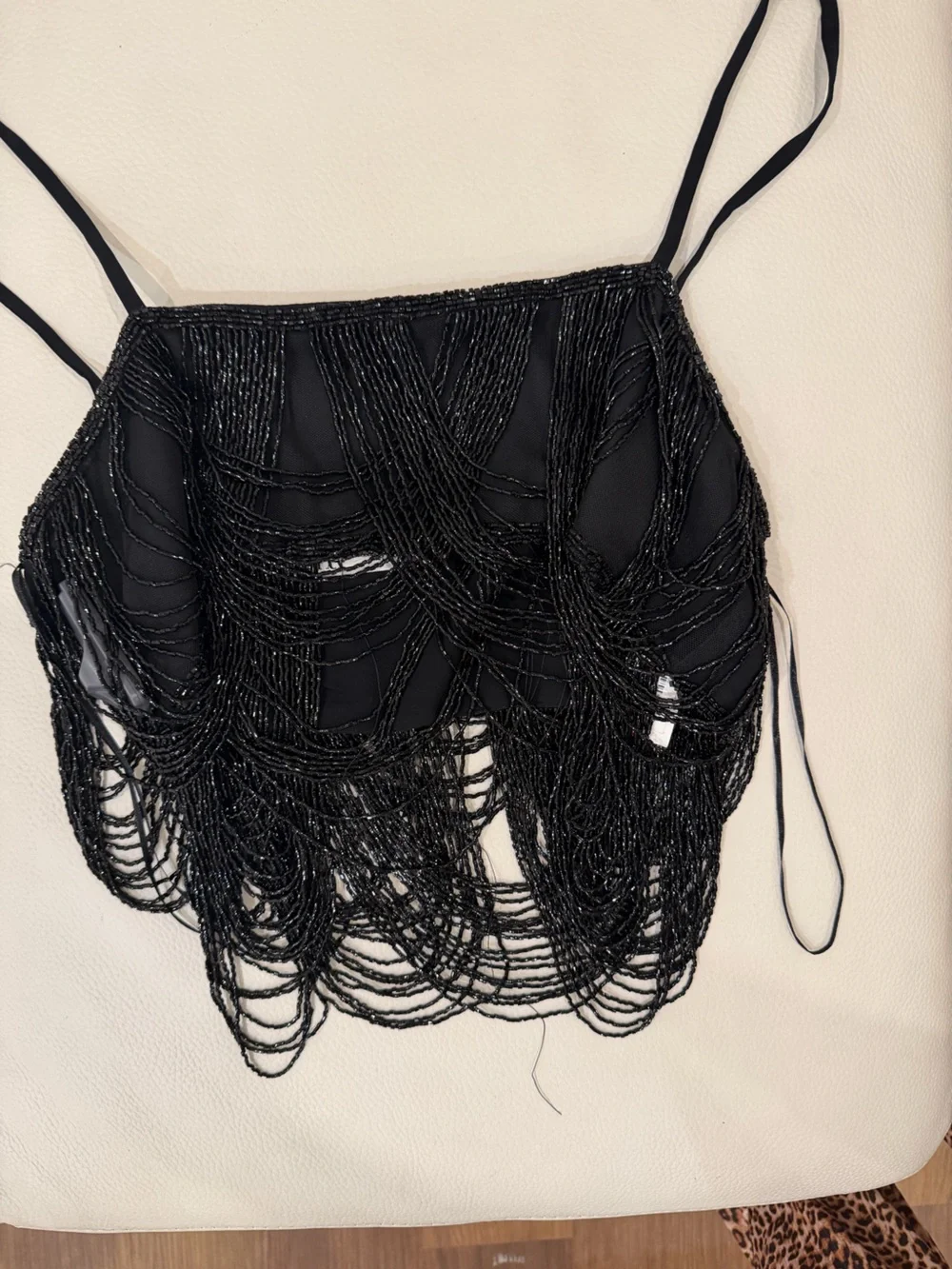 Zara Black Beaded Fringe Camisole